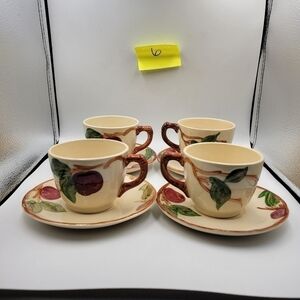 Vintage Franciscan Apple Set of 4 Cups & 4 Saucers